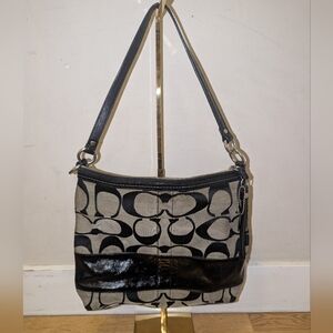 Coach Black and Grey Signature Shoulder Bag
